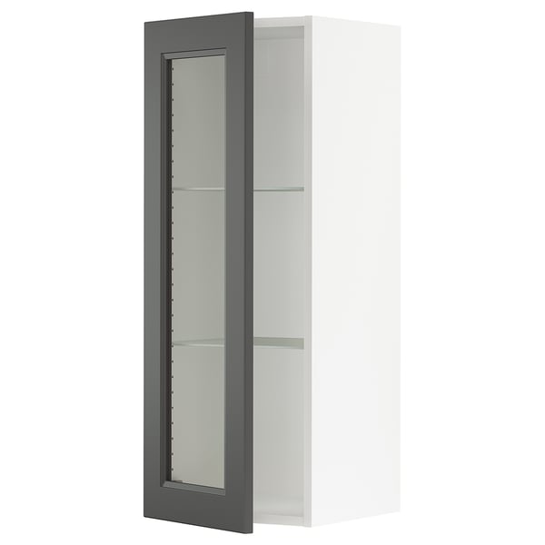 Sektion Wall Cabinet With Glass Door White Axstad Dark Gray 15x15x40 Ikea