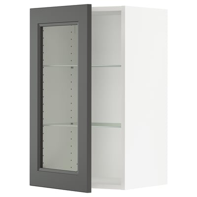 SEKTION Wall cabinet with glass door, white/Axstad dark gray, 18x15x30 "