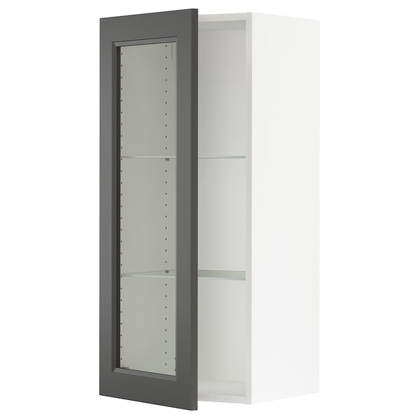 SEKTION Wall cabinet with glass door, white/Axstad dark gray, 18x15x40 "