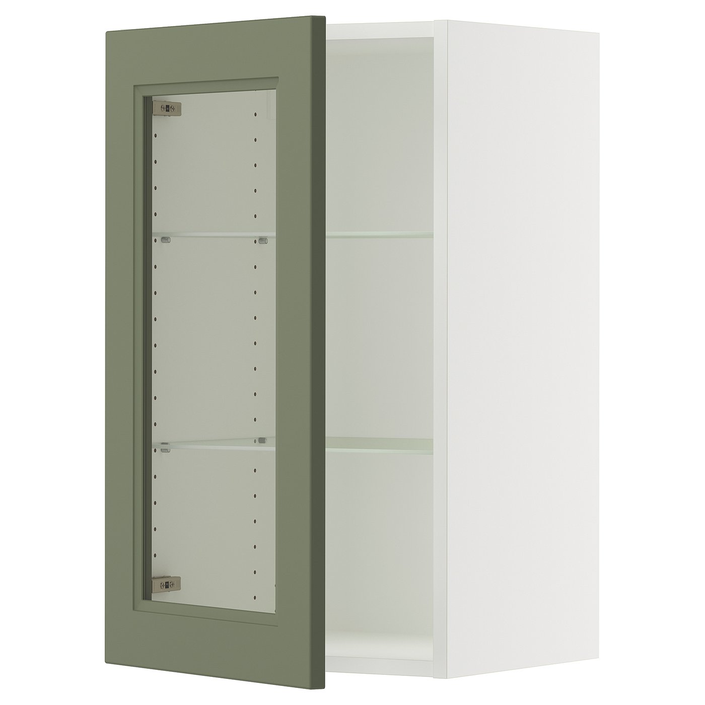 Wall Cabinet With Glass Door, White/Axstad Gray-Green