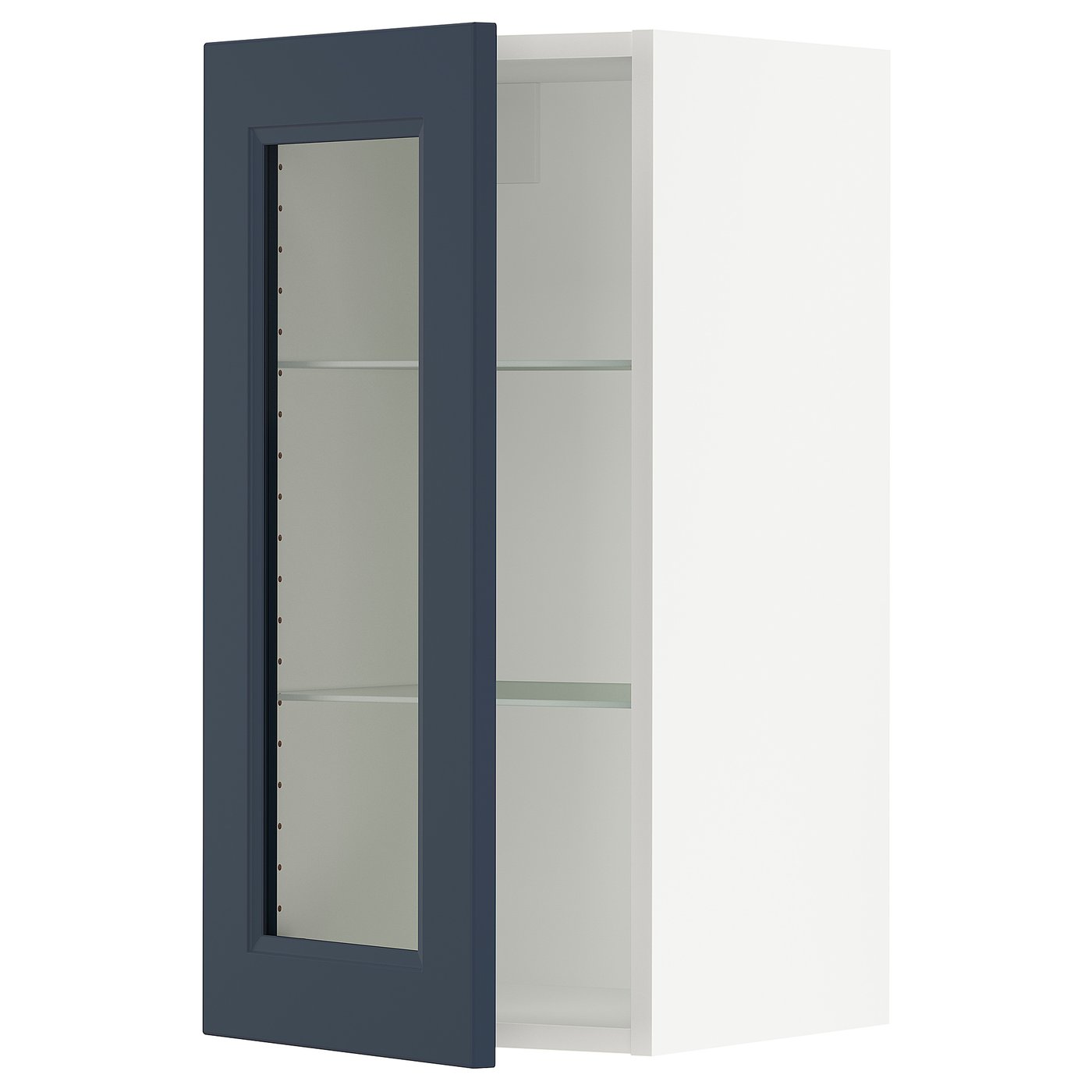 Wall Cabinet With Glass Door, White Axstad/Matte Blue