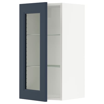 SEKTION Wall cabinet with glass door, white Axstad/matte blue, 15x15x30 "