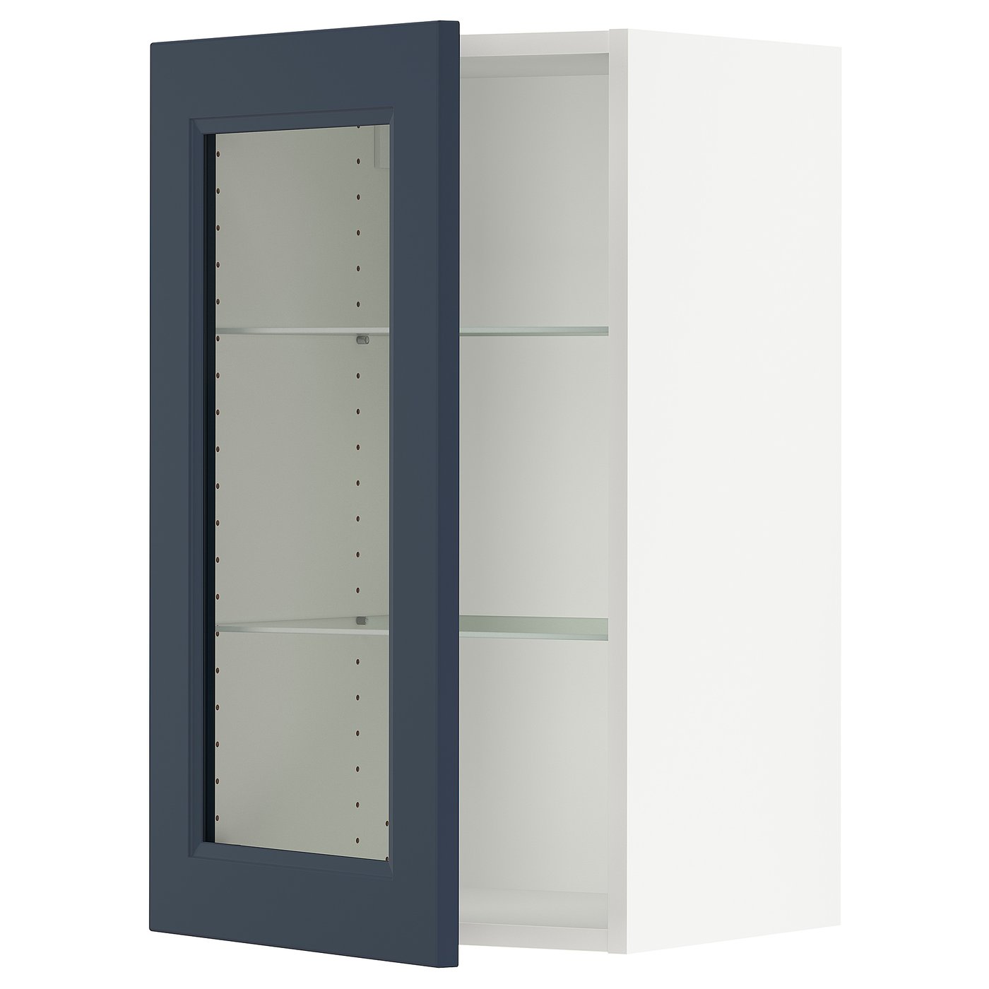 Wall Cabinet With Glass Door, White Axstad/Matte Blue