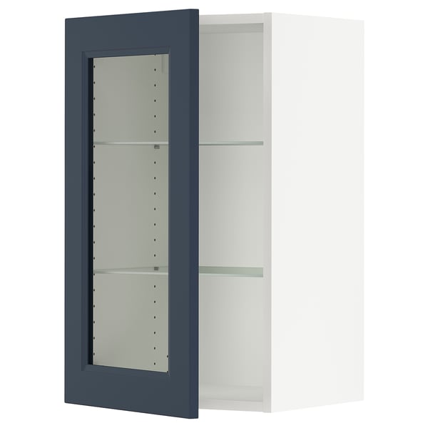 SEKTION Wall cabinet with glass door, white Axstad/matte blue, 18x15x30 "