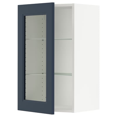 SEKTION Wall cabinet with glass door, white Axstad/matte blue, 18x15x30 "