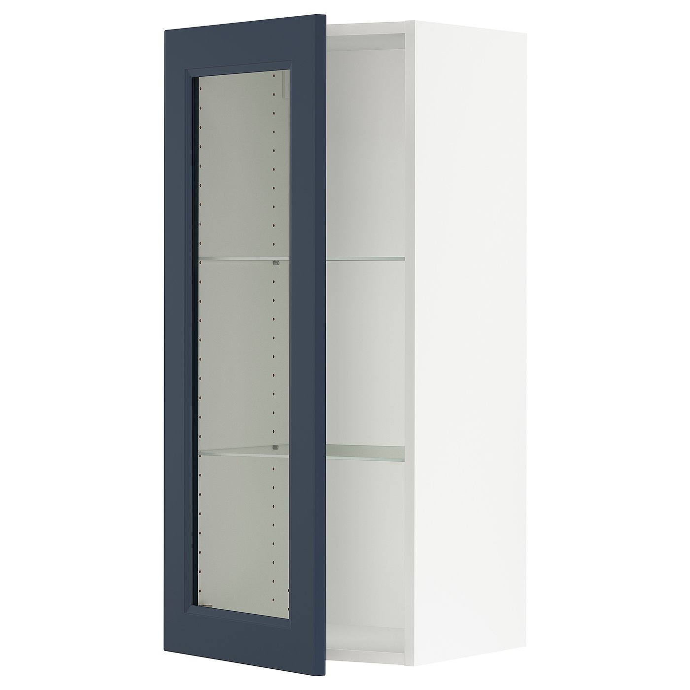 Wall Cabinet With Glass Door, White Axstad/Matte Blue