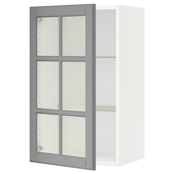 Sektion Wall Cabinet With Glass Door White Bodbyn Gray 18x15x30 Ikea