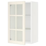 SEKTION Wall cabinet with glass door, white/Bodbyn off-white, 18x15x30 "