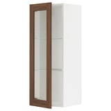 SEKTION Wall cabinet with glass door, white Enköping/brown walnut effect, 15x15x40 "