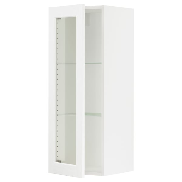 SEKTION Wall cabinet with glass door, white Enköping/white wood effect, 15x15x40 "