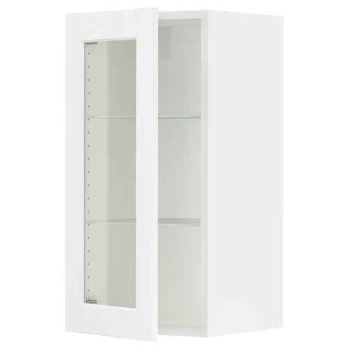 Ikea SEKTION white cabinet, glass doors, modern wood design.