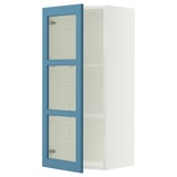 SEKTION Wall cabinet with glass door, white/Lerhyttan blue, 18x15x40 "