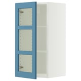 SEKTION Wall cabinet with glass door, white/Lerhyttan blue, 15x15x30 "