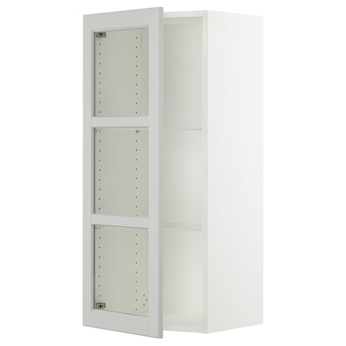 SEKTION white wall cabinet, glass doors, adjustable shelves.