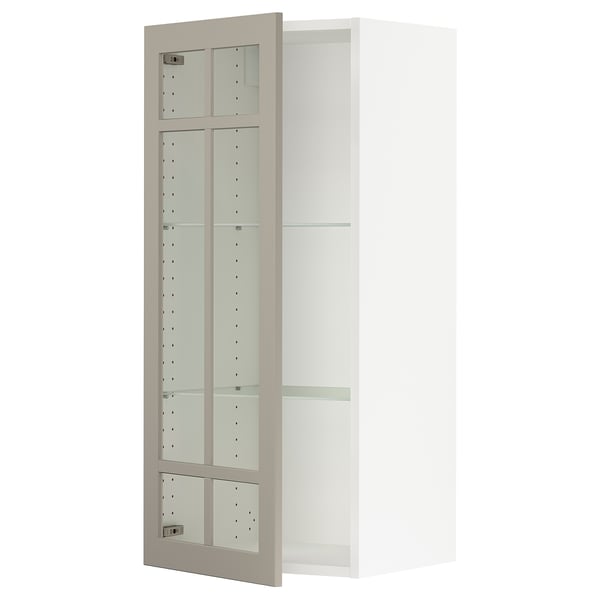 SEKTION Wall cabinet with glass door, white/Stensund beige, 18x15x40 "