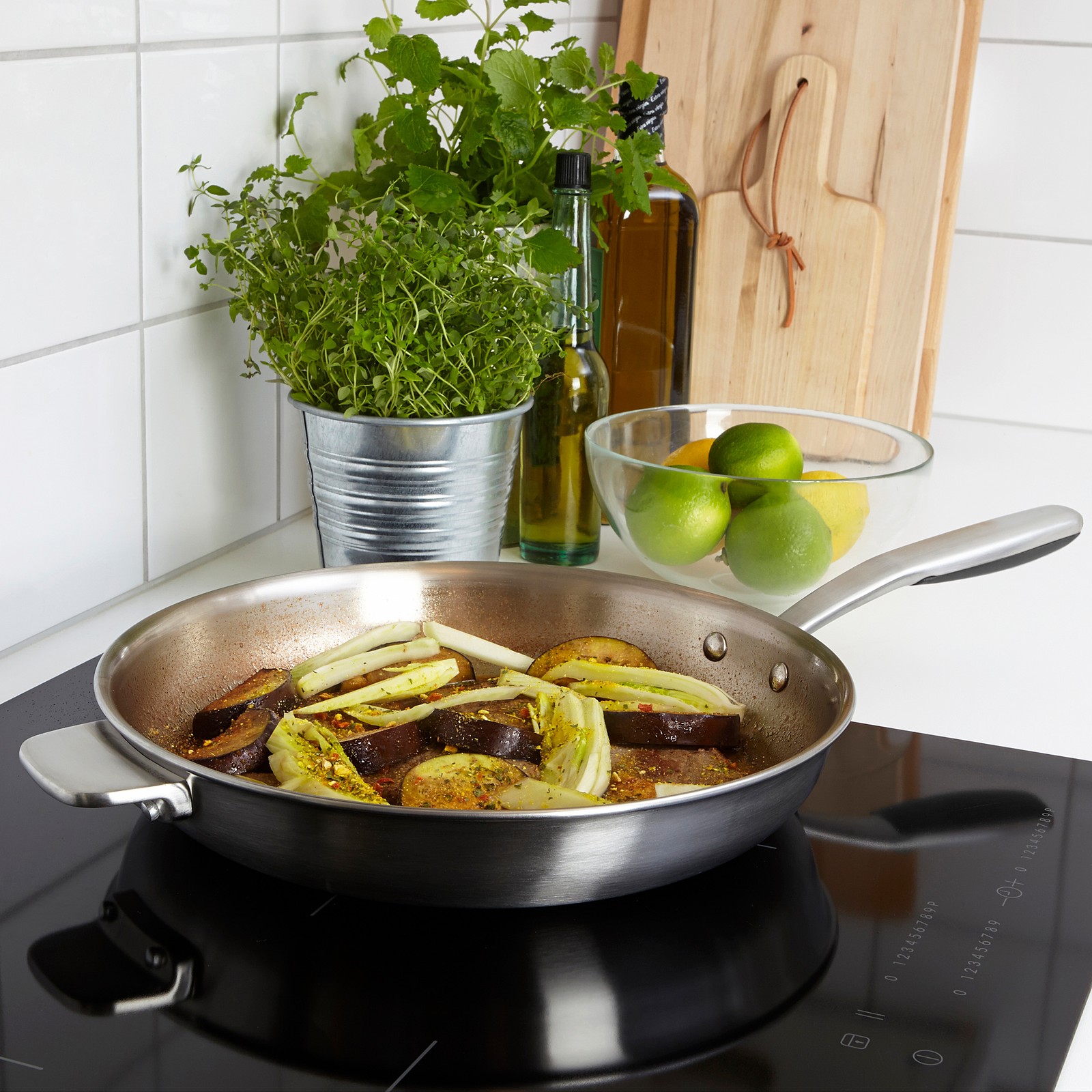 SENSUELL Frying pan, stainless steel, gray, Height 2" Diameter 13" IKEA