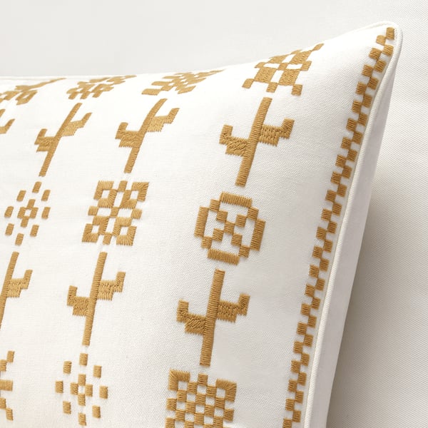 SIKELSÄCKMAL Cushion cover, yellow/white, 16x23 "