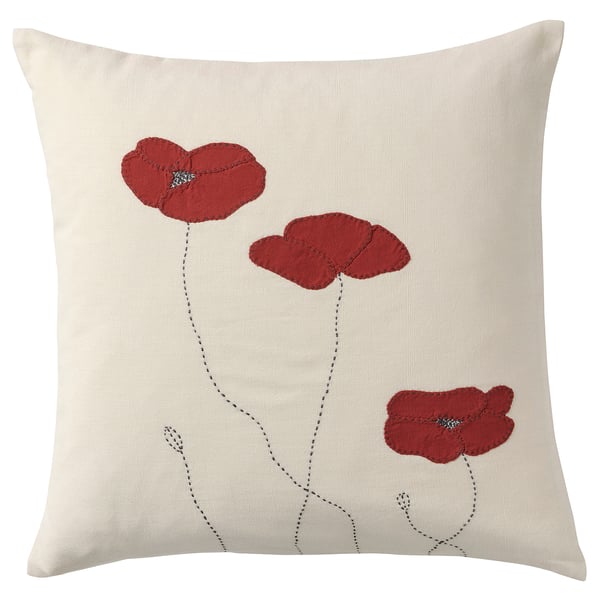 SILOMAL Cushion cover, handmade/flower light red pink, 20x20" - IKEA