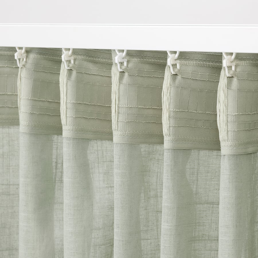 SILVERLÖNN Sheer curtains, 1 pair, light green, 57x98" IKEA