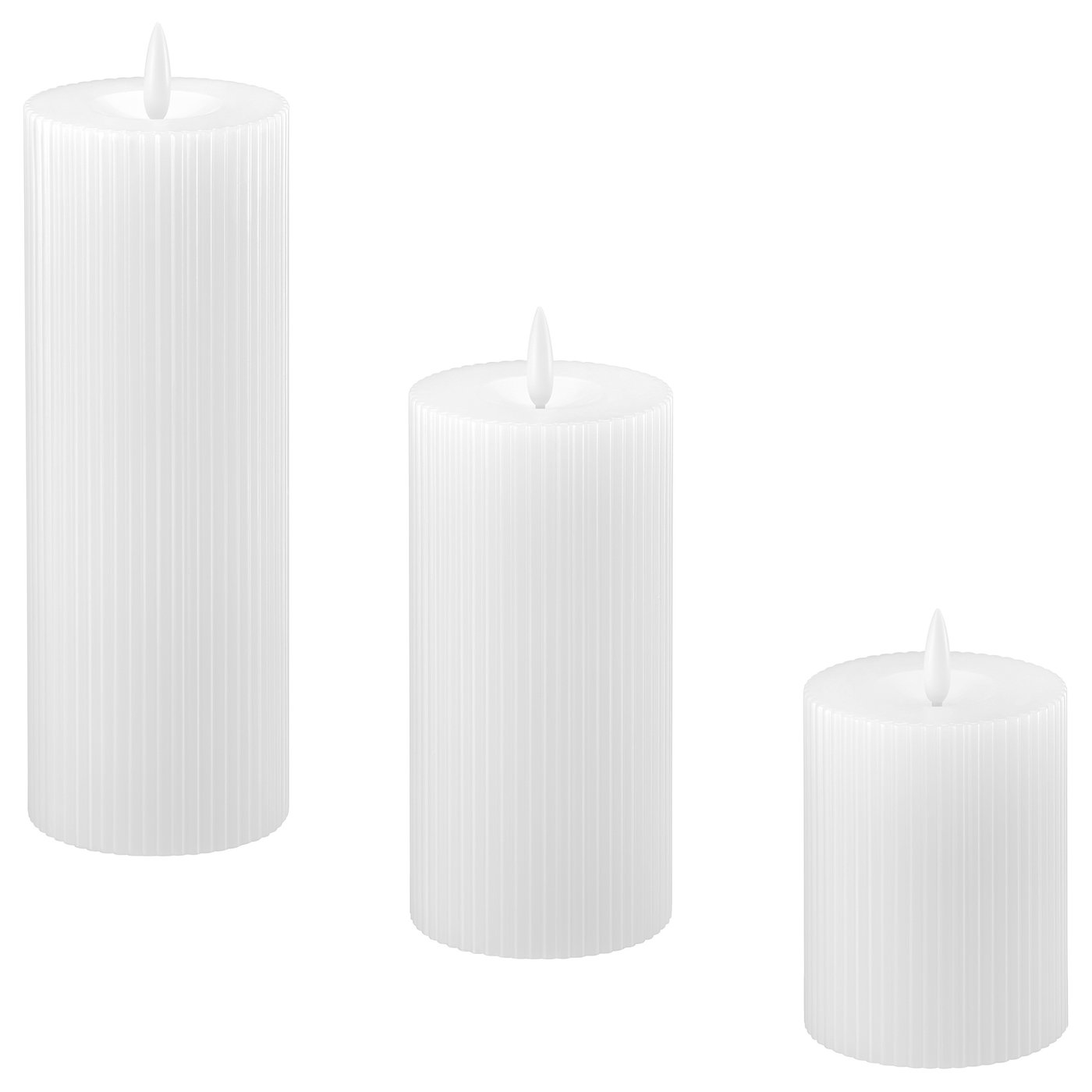 Led Pillar Candle, Set Of 3, Battery Operated White