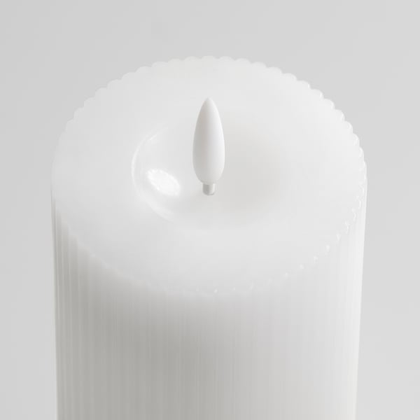 SILVERMÅS LED pillar candle, set of 3, battery operated white
