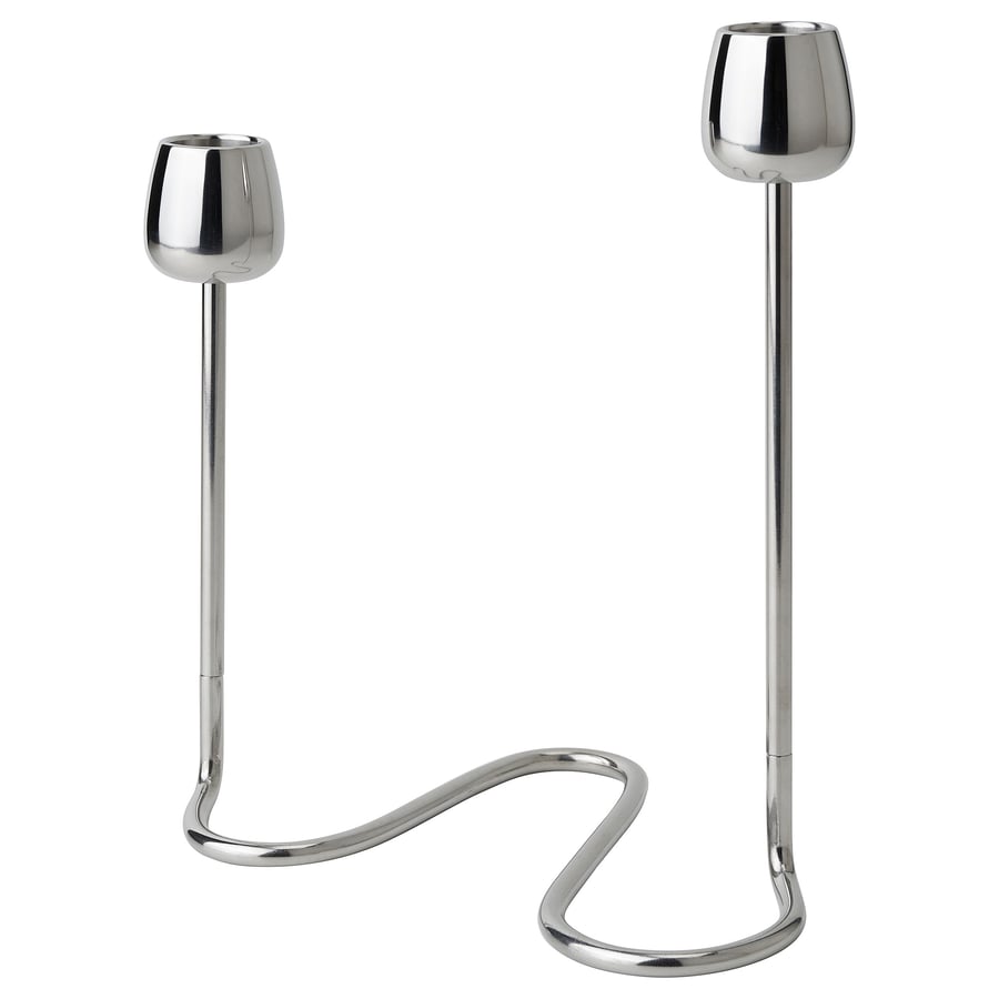 SILVERPÄRON Candlestick for 2 candles, silver color, 7 ¾ "