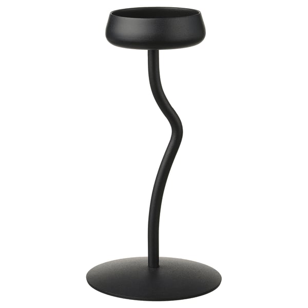 SILVERPÄRON Pillar candle holder, black, 9 "