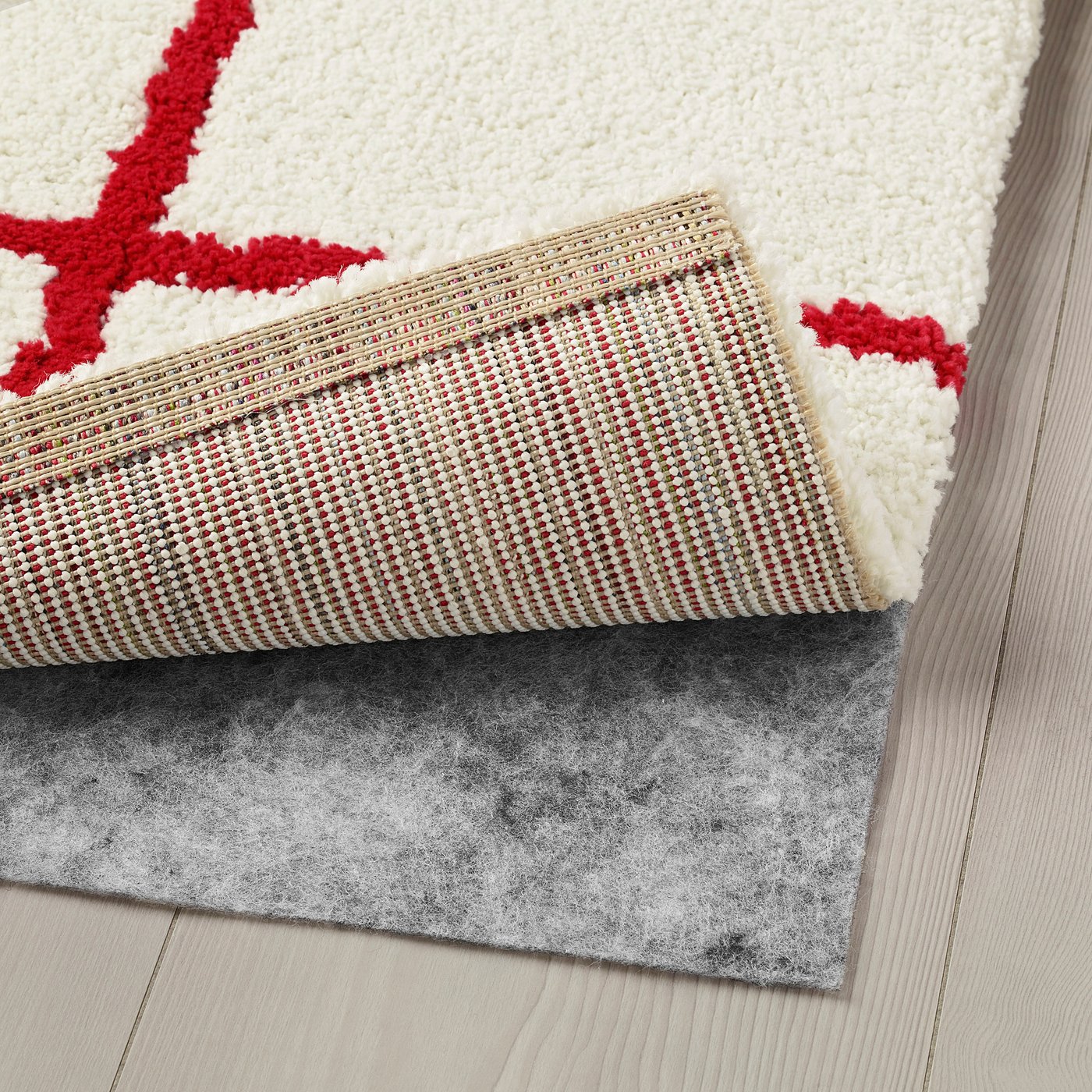 SIMESTED Rug, high pile, white, red IKEA