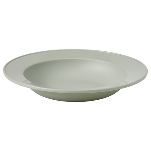 SIMKRABBA Deep plate/bowl, plastic/green-gray, 8 ½ "