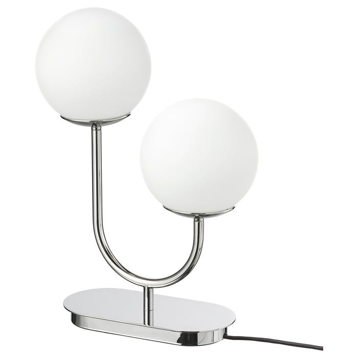 SIMRISHAMN table lamp with LED bulb, chrome plated/opal glass, 17" IKEA