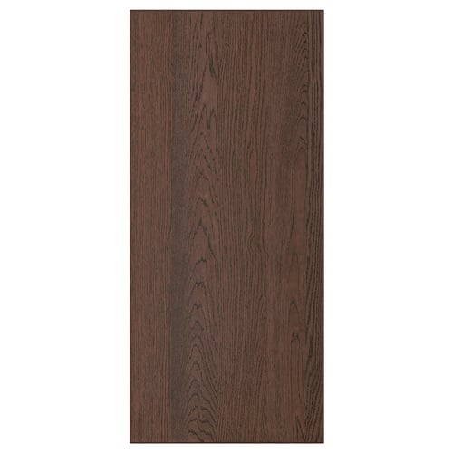 Dark brown wooden panel, rectangular. Solid oak edges, textured grain finish.