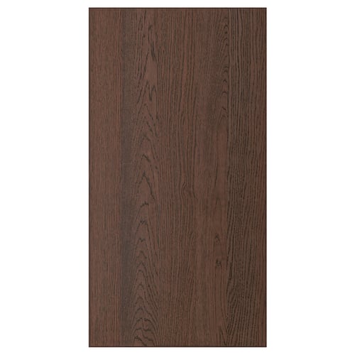 Dark wood-toned oak veneer panel with visible wood grain texture.
