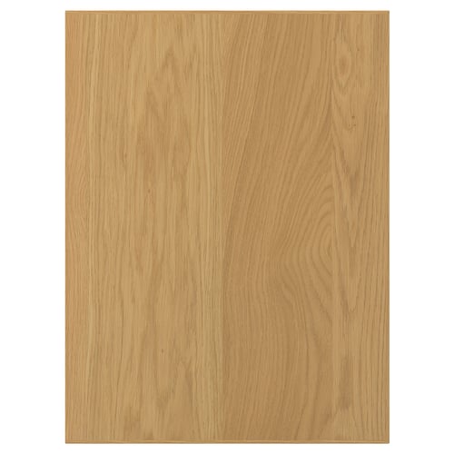 A SINARP wooden door in a light brown colour, made of oak veneer.