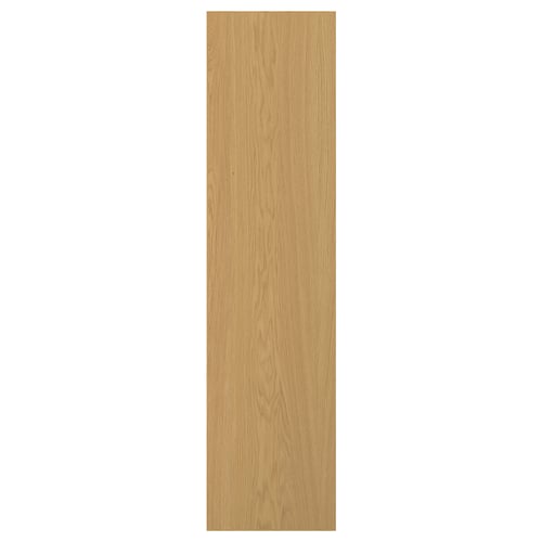 A SINARP wooden door in light oak finish. Its rectangular, made from oak veneer, and a solid wood edge.