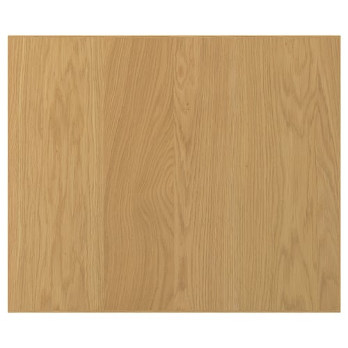 A SINARP oak wooden door in a natural finish. Its rectangular, made of oak veneer, and has a sturdy, simple design.