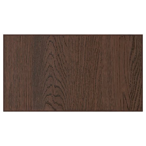 Dark wooden panel, rectangular, oak veneer surface with visible grain texture, sturdy solid wood edges.