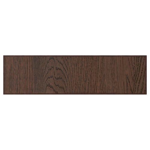 Dark brown wooden panel, rectangle, grainy texture, modern design.