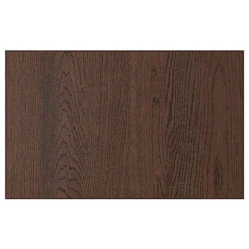 Dark wooden SINARP kitchen cabinet panel with oak veneer and solid wood edge.