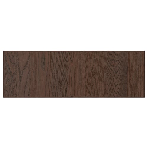 Wooden panel, dark brown, rectangular with grain detail.