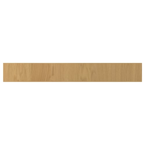 A wooden panel with a light oak finish. It is rectangular and a solid wood edge, giving it a sturdy and elegant design.