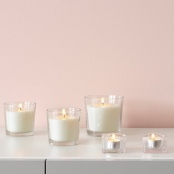 SINNLIG Scented candle in glass, Coconut shores/white, 3 ½" IKEA