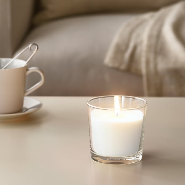 SINNLIG Scented candle in glass, Coconut shores/white, 3 ½" IKEA