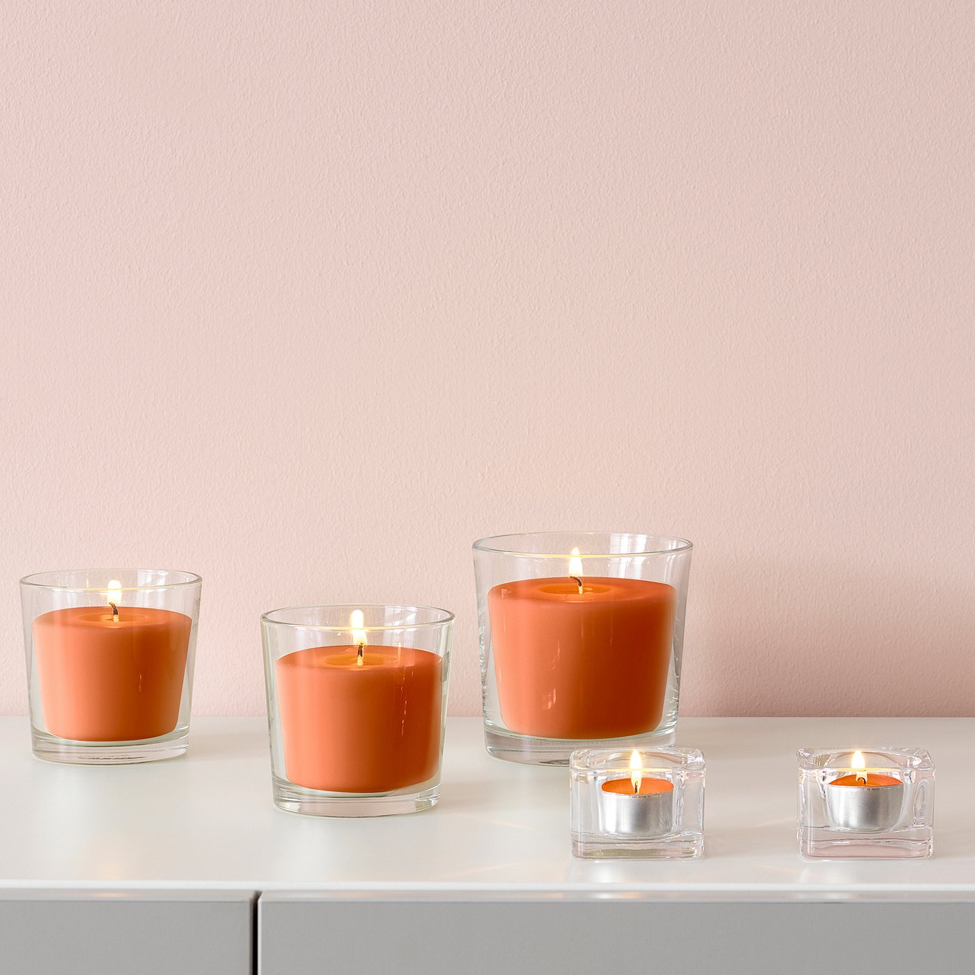 SINNLIG Scented candle in glass, Pumpkin spice, dark orange, Burning