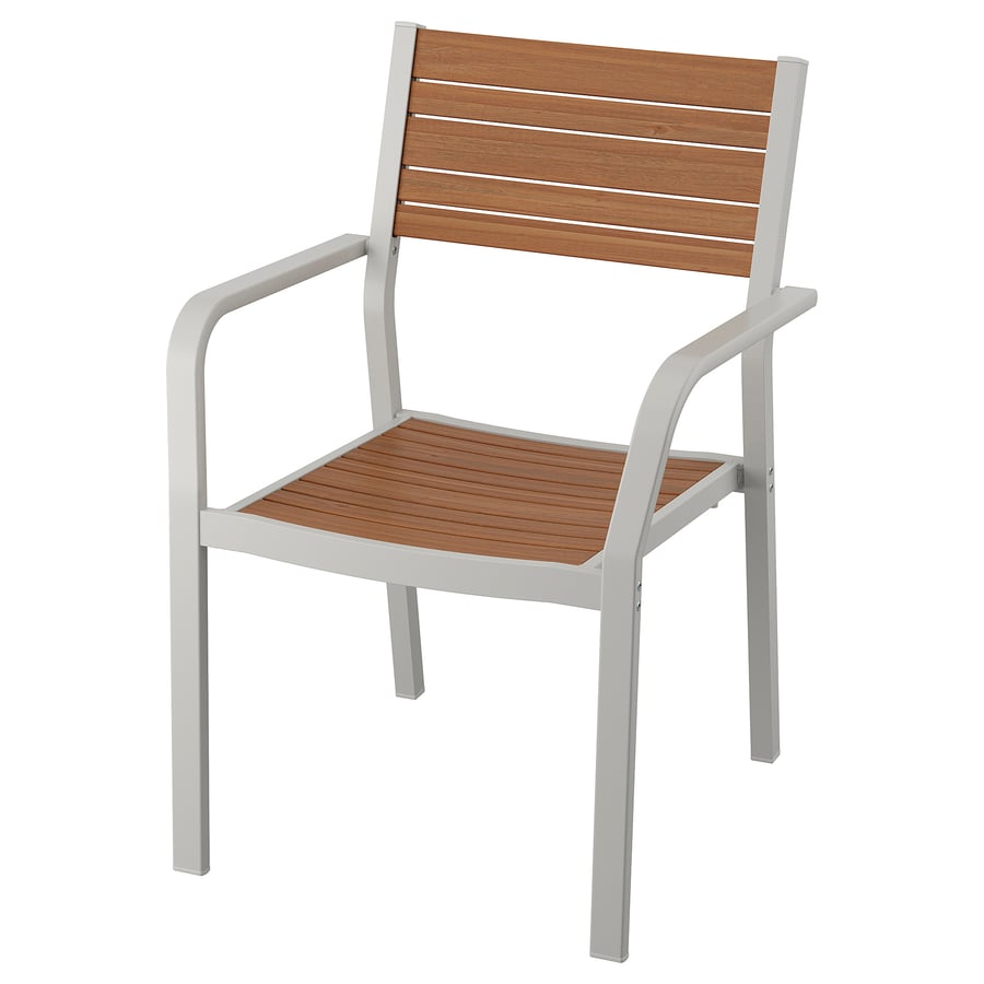 SJÄLLAND armchair, outdoor, light gray/light brown IKEA
