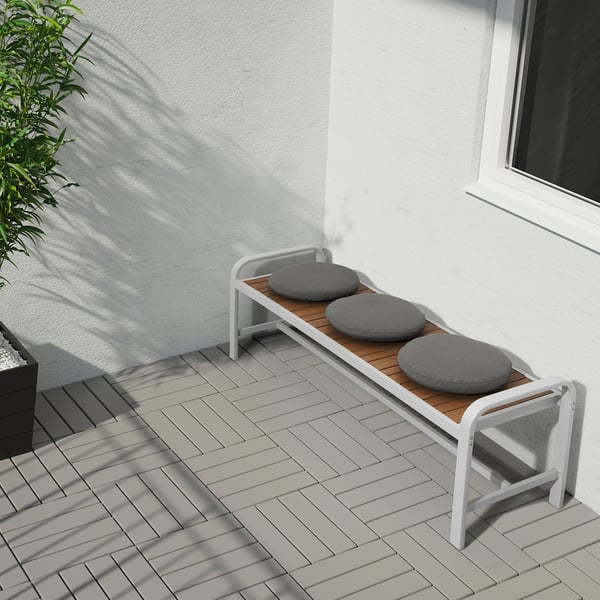 SJÄLLAND Bench, outdoor, light gray, light brown, 53 1/2" IKEA