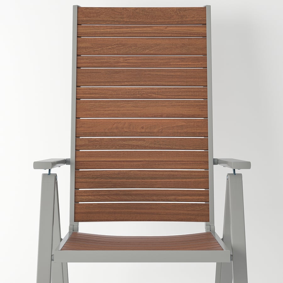 SJÄLLAND Reclining chair, outdoor, light gray foldable, light brown IKEA