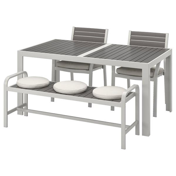SJÄLLAND Table, 2 chairs and bench, outdoor - dark gray, Frösön