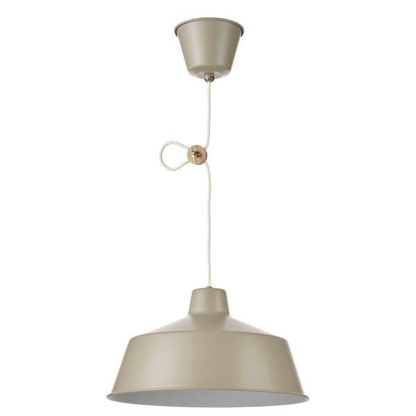SJÖMAKT Pendant lamp, beige/ash, 15 "