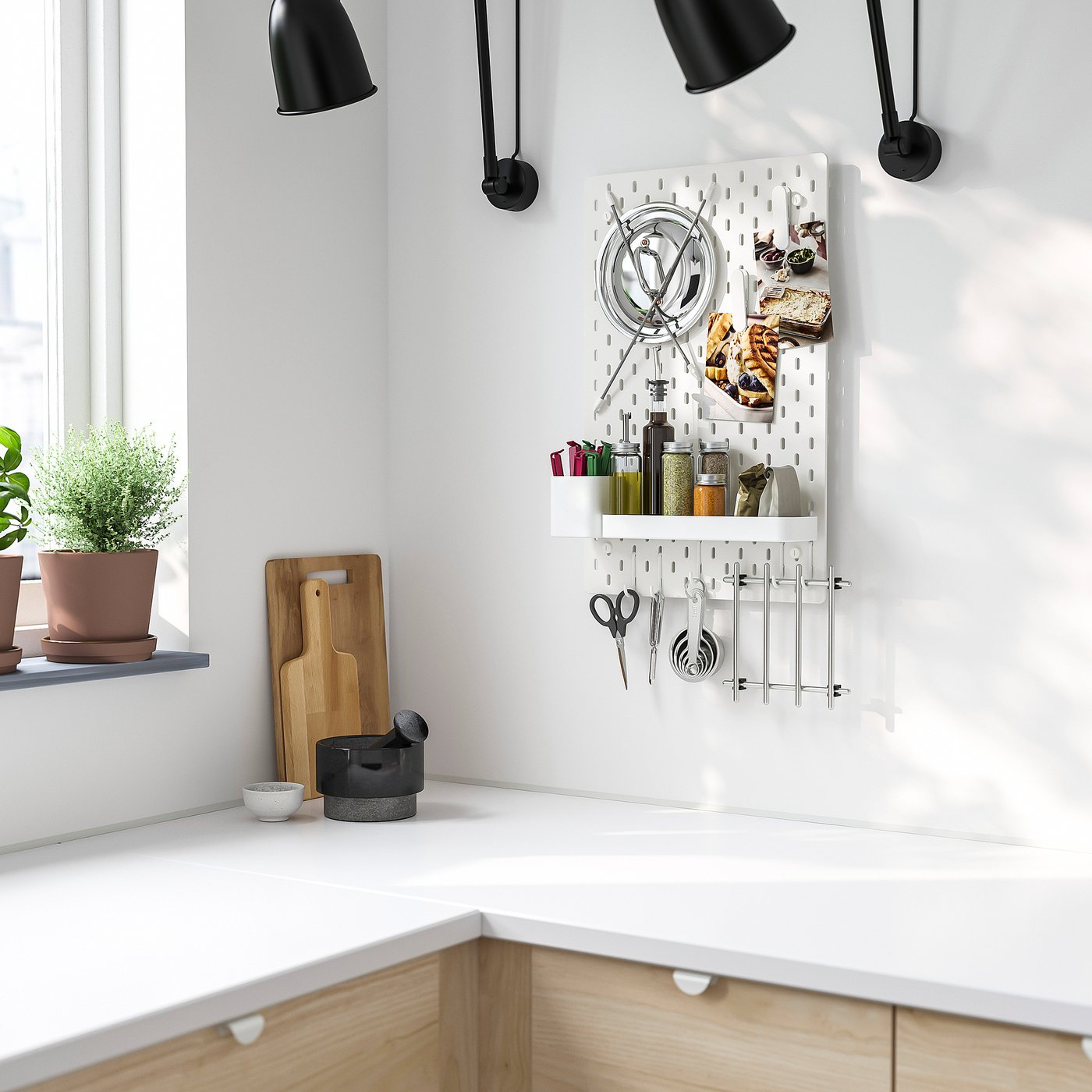 SKÅDIS pegboard combination, white, 14 ¼x22