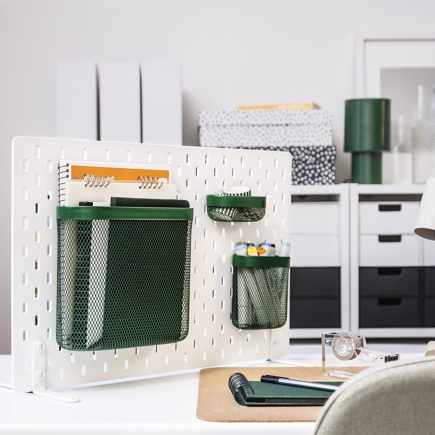 SKÅDIS storage basket, set of 3, green - IKEA